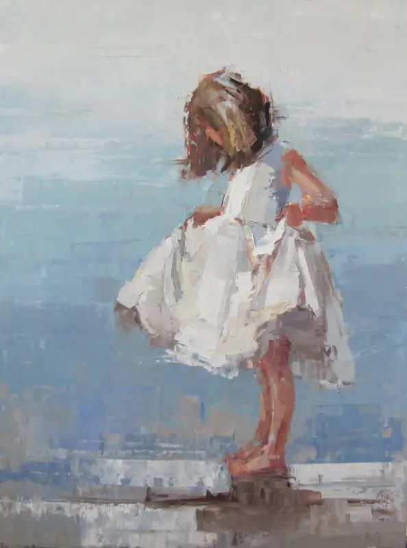 Girl and Blue Water - Barbara Flowers