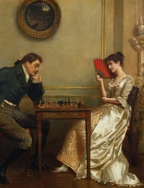 A Game of Chess- George Goodwin Kilburne