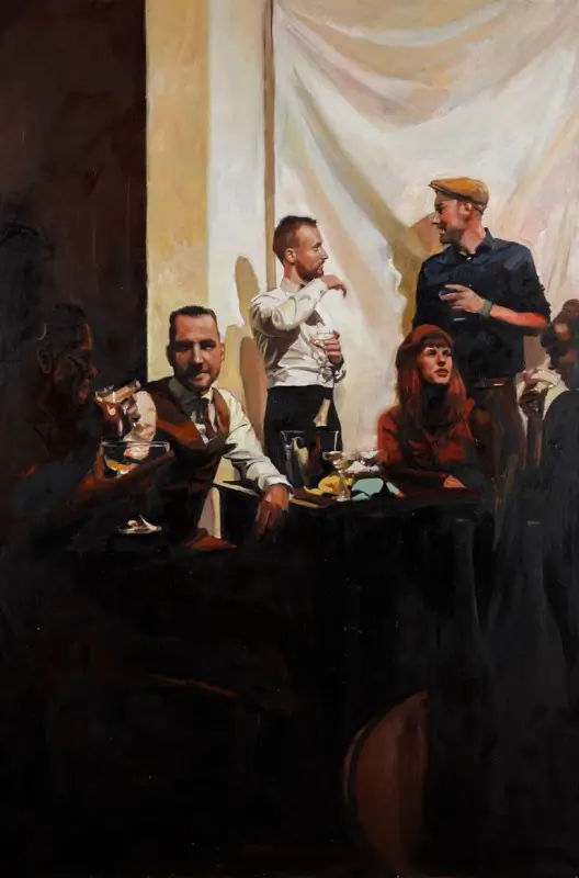 Friends, Strangers and Champagne Painting - Roeland Kneepkens