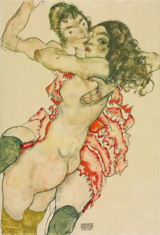Two Women Embracing - Egon Schiele
