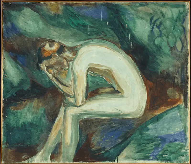 Munch - Seated Male Nude in the Forest