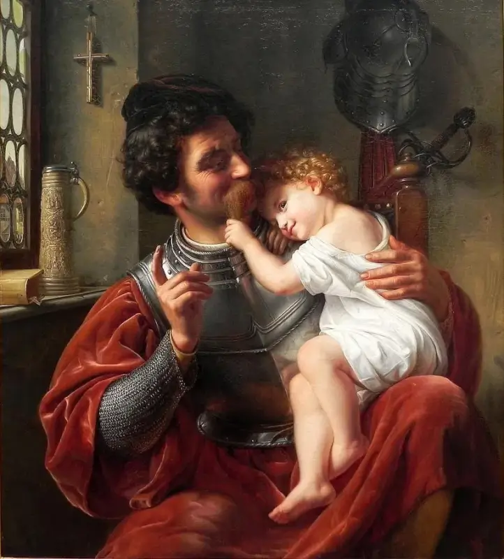The Warrior and His Child - Theodor Hildebrant