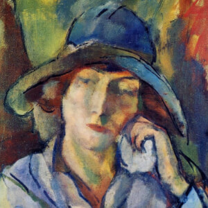 Hermine in a Blue Hat - Jules Pascin (1918)