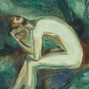 Munch - Seated Male Nude in the Forest